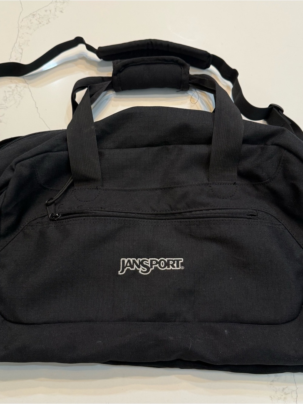 Vintage JanSport Duffle Bag Black Large Weekender Travel Luggage Retro Shoulder